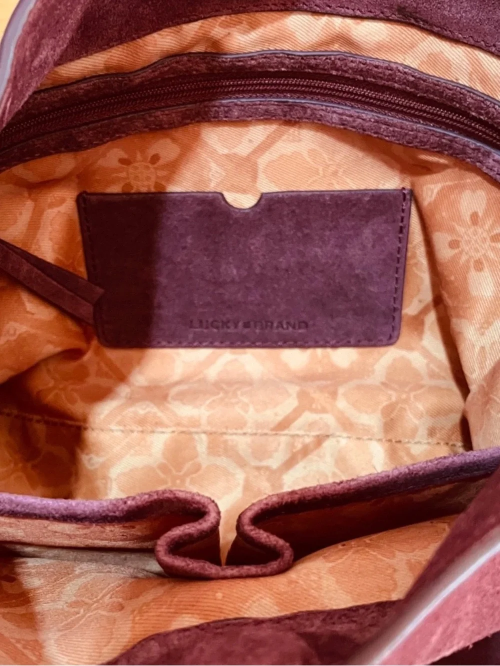 Lucky Brand Clem Suede Mini Hobo Bag Burgundy - Picture 6 of 11